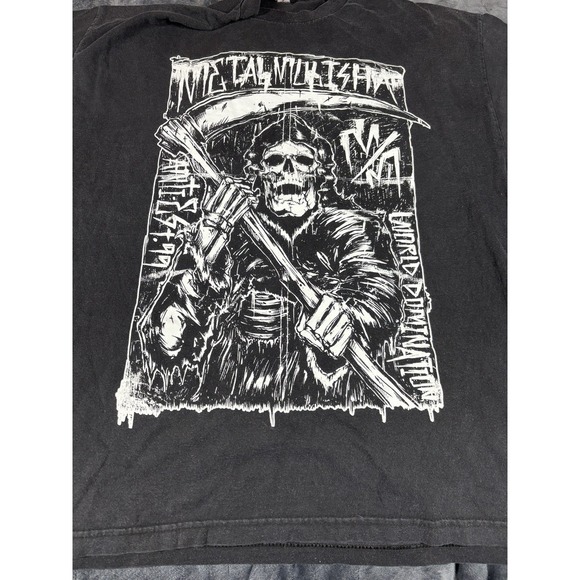 Vintage Metal Mulisha T-Shirt Size 2X Black Grunge Big Logo‎  Y2K thrashed - Picture 2 of 11